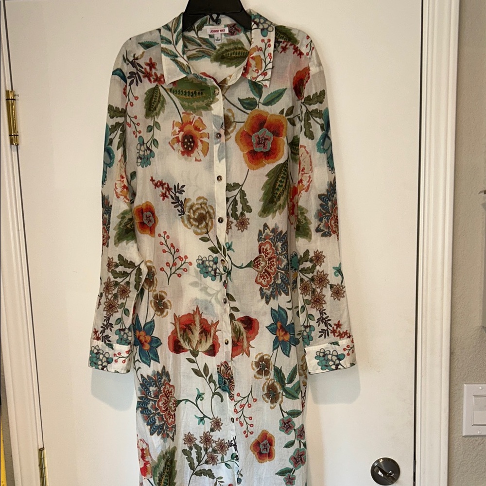 Johnny Was Floral Button Down Shirt/Duster/cover-up - Multicolor